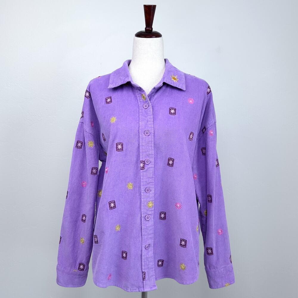 Disney Rapunzel Purple Lanterns Corduroy Tangled Collar Button-Up Shacket MEDIUM
